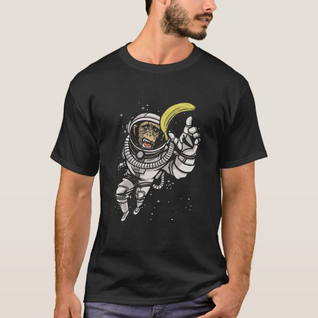Banana Astronaut In Space Monkey Vegan Food Banana T Shirt (Framsida)