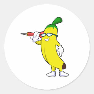Banana at Darts med Dart Runt Klistermärke