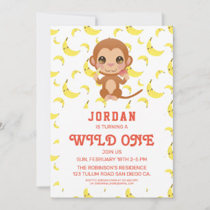 Banana Baby-apan-födelsedag Inbjudningar