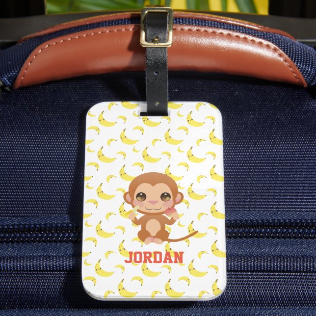 Banana Baby Monkey Grattis på födelsedagen Bagagebricka (Framsida Insitu 2)