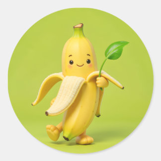 “Banana Baby säger hej! 🍌💙 Lägg till sötma och l Runt Klistermärke