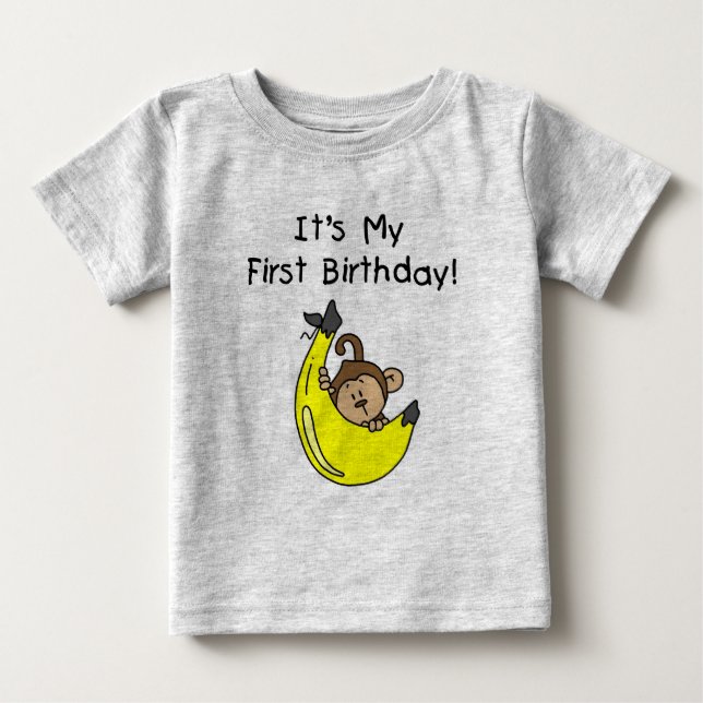 Banana - Boy Monkey 1:a födelsedagen T-shirt (Framsida)