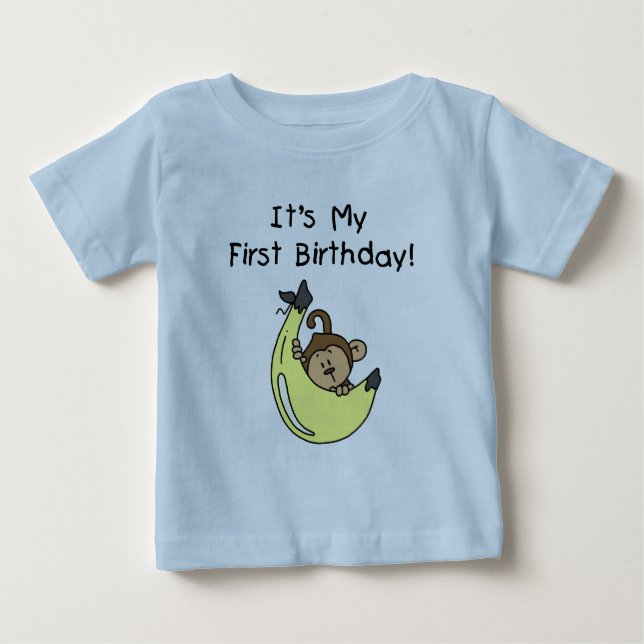 Banana - Boy Monkey 1:a födelsedagen T Shirt (Framsida)