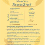 Banana Bread Art Recipe Canvastryck<br><div class="desc">Torka ditt kök med det här vackra och utsökta bananbrödreceptet på arbetsytan. Receptet testas i köket och gör ett smaklöst bananbröd.</div>