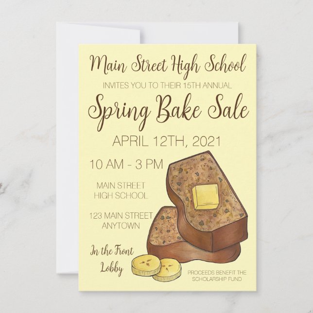 Banana Bread Bakery Popup Workshop Bake Sale Inbjudningar (Framsida)