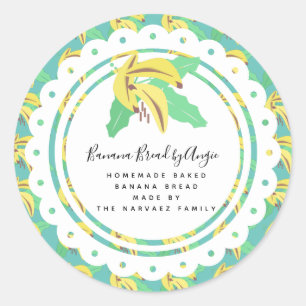 Banana Bread Logotyp Mönster Hemmagjord Mat Verksa Runt Klistermärke