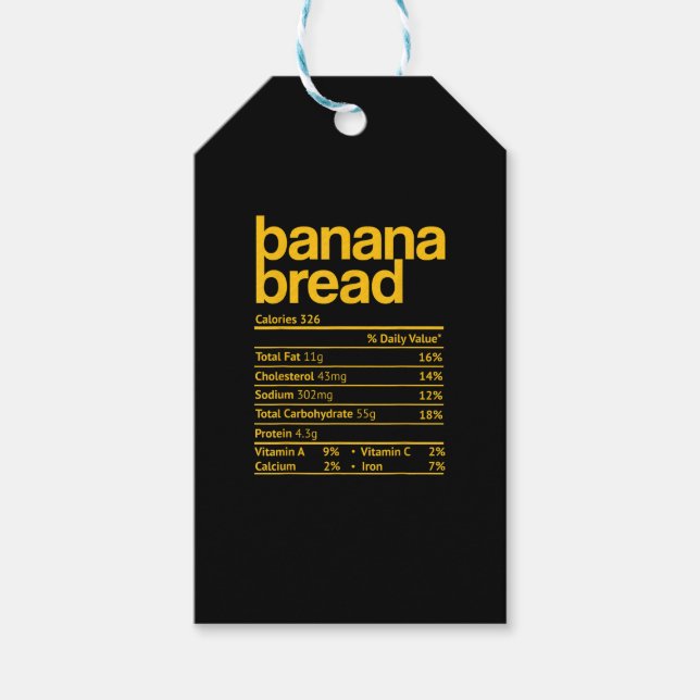 Banana Bread Nutrition Facts Funny Thanksgiving Ch Presentetikett (Framsidan)