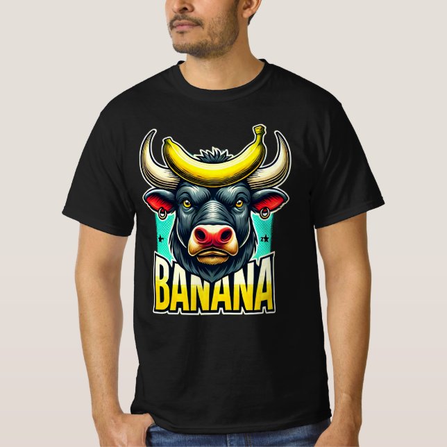 Banana Bull - absurdes Tierdesign für Witzbolde T Shirt (Framsida)