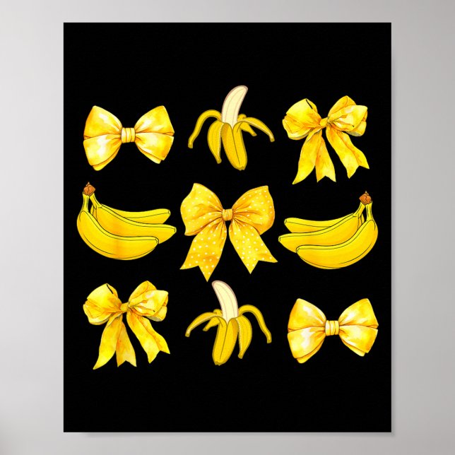Banana Coquette Bow Yellow Bananas Festival Girls  Poster (Framsidan)