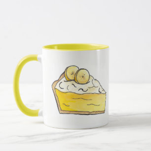 Banana Cream Creme Paj Slice Dessert Baking Gult Mugg