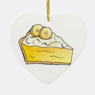 Banana Cream Paj Segce Pastry Chef Foodie Julgransprydnad Keramik