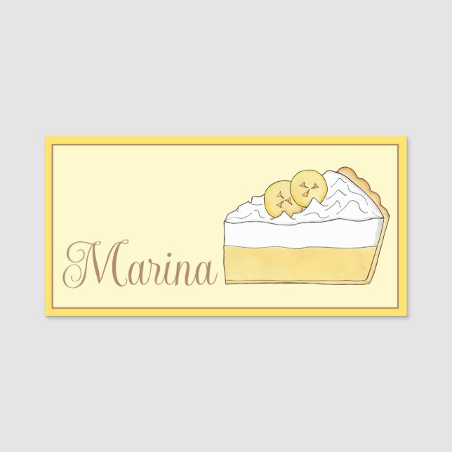 Banana Cream Paj Slice Dessert Baking Food Namnbricka (Framsida)