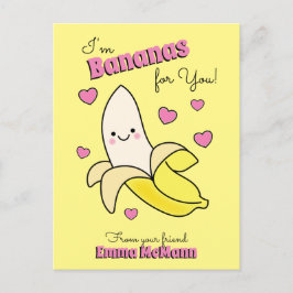 Banana Cute Kids Classroom Valentine Card Vykort