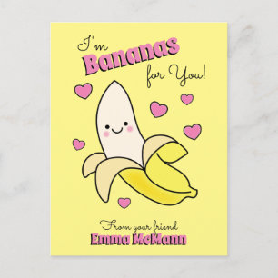 Banana Cute Kids Classroom Valentine Card Vykort