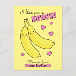 Banana Cute Kids Valentindagen Kawaii Vykort