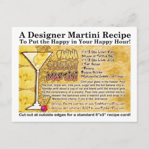 Banana Daiquiri Martini Recipe Postcard Vykort