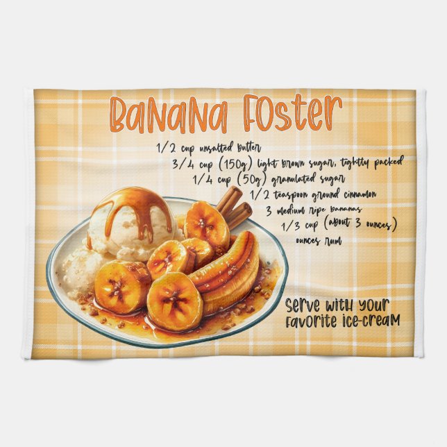 Banana Foster Recipe Kökshandduk (Horisontell)