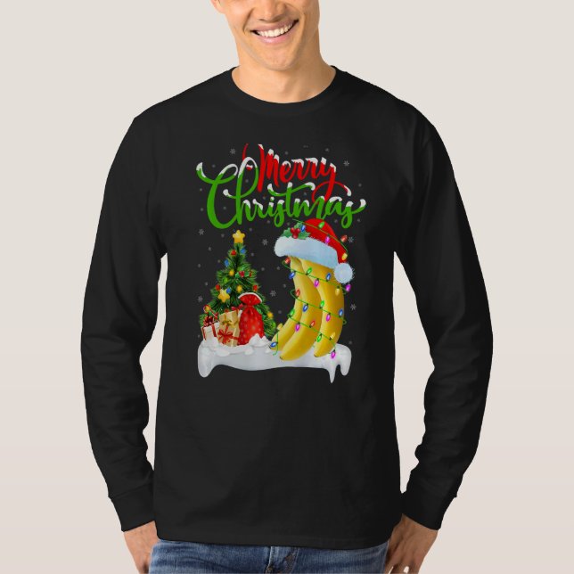 Banana Fruit Julafton Dekoration Santa Banana Kris T Shirt (Framsida)