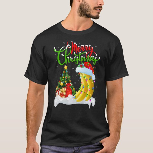 Banana Fruit Julafton Dekoration Santa Banana Kris T Shirt (Framsida)