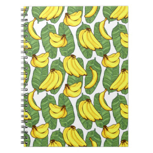 Banana Fruit Löv Tropical Mönster Anteckningsbok
