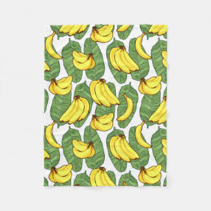 Banana Fruit Löv Tropical Mönster Fleecefilt