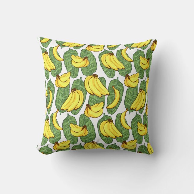 Banana Fruit Löv Tropical Mönster Kudde (Framsida)