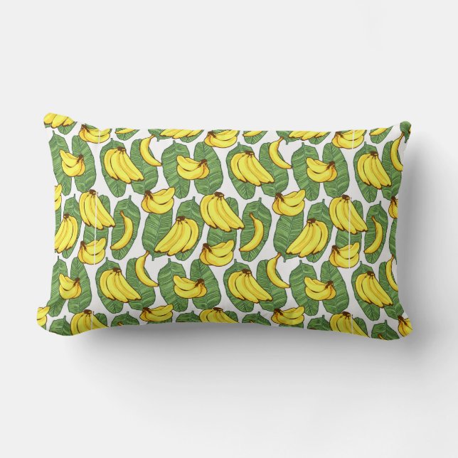 Banana Fruit Löv Tropical Mönster Lumbarkudde (Framsida)