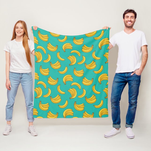 Banana Fruit Roligt Mönster Fleecefilt (På plats)