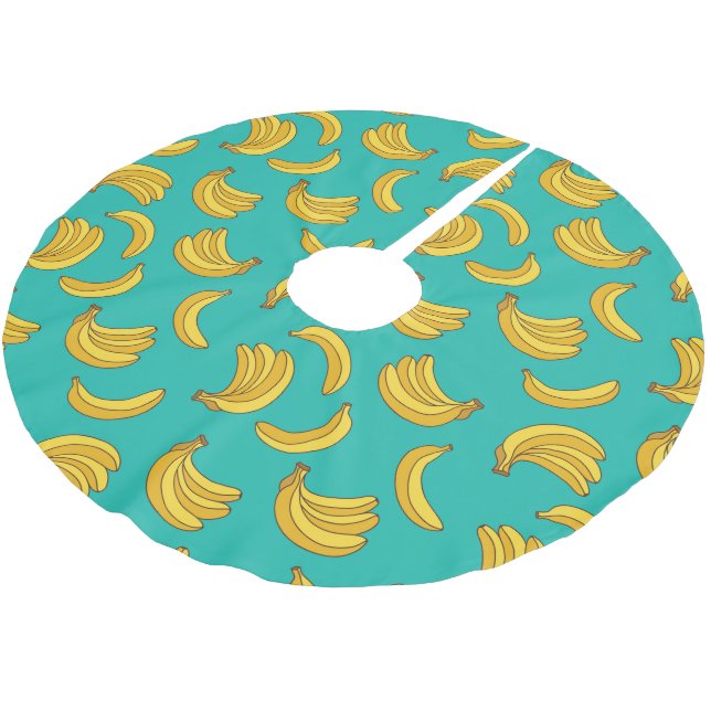 Banana Fruit Roligt Mönster Julgransmatta Borstad Polyester (Vinklad)