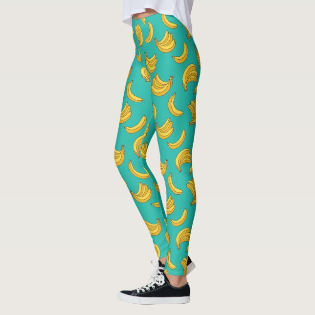 Banana Fruit Roligt Mönster Leggings (Vänster)