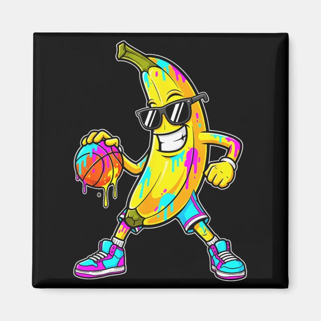 Banana Funny Basketball Drip Kids Youth Boys Girls Magnet (Framsidan)