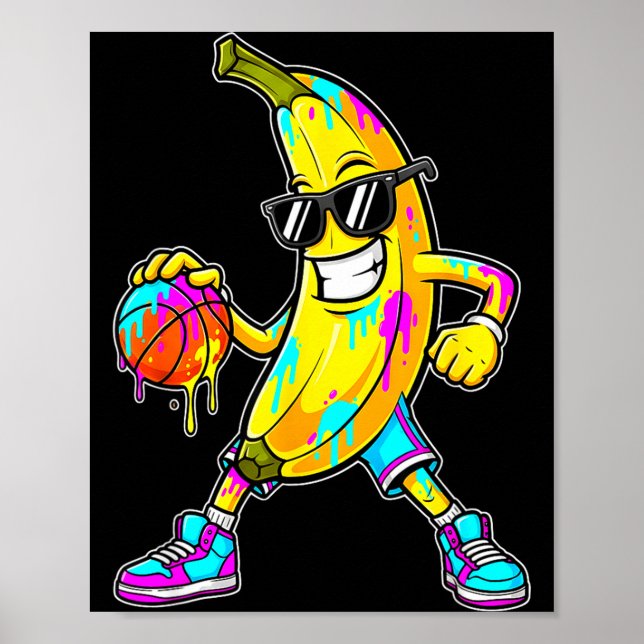 Banana Funny Basketball Drip Kids Youth Boys Girls Poster (Framsidan)