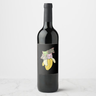 Banana Funny Cat | Cute Kitten Gift Vinflaska Etikett