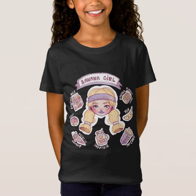 Banana Girl med Mjölk Donut Ice Cream Smoothie Col T Shirt (Framsida)