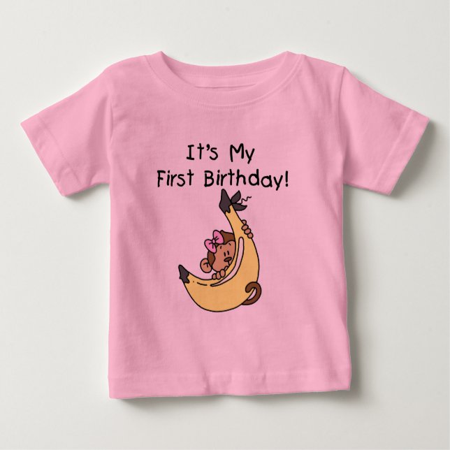 Banana - Girl Monkey 1st Birthday Tee (Framsida)