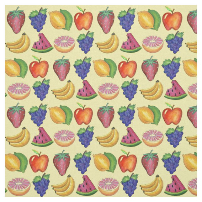Banana Grape Strawberry Melon Fruit Fabric Tyg (Provkarta)