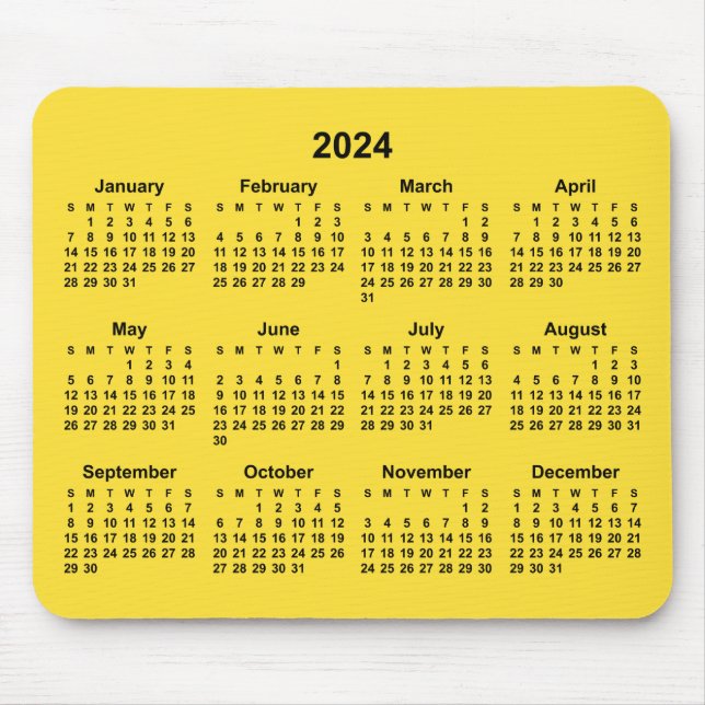 Banana Gult 2024 Kalender Musmatta (Framsidan)