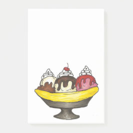 Banana Ice Cream Split Sundae Foodie Post Post-it Block