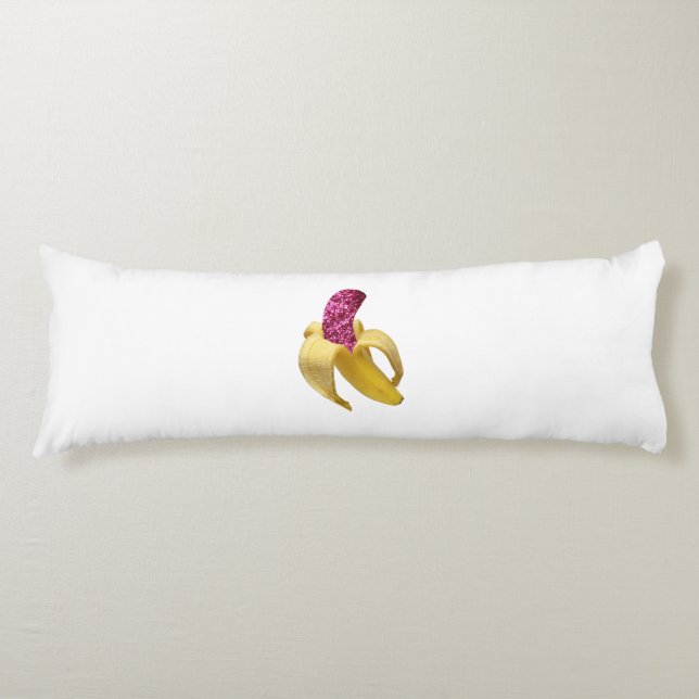 Banana in faux Rosa Glitter Ser Delicious Kroppskudde (Framsidan)