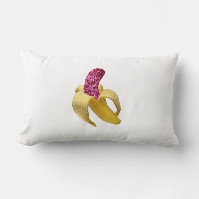 Banana in faux Rosa Glitter Ser Delicious Lumbarkudde (Framsida)