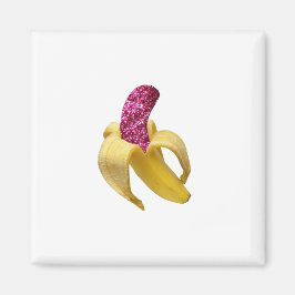 Banana in faux Rosa Glitter Ser Delicious Magnet