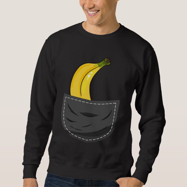 Banana In Pocket Graphic Fruit Vegan Veggie Health Lång Ärmad Tröja (Framsida)