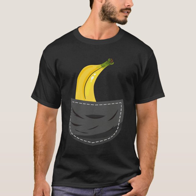 Banana In Pocket Graphic Fruit Vegan Veggie Health T Shirt (Framsida)