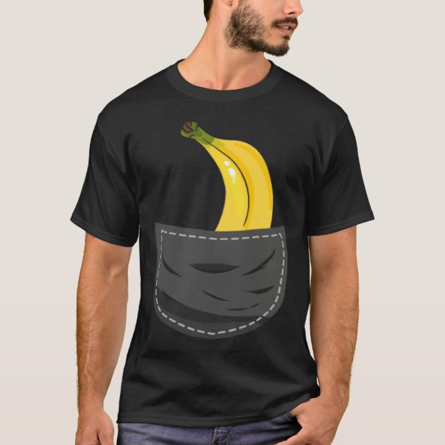 Banana In Pocket Graphic Fruit Vegan Veggie Health T Shirt (Framsida)