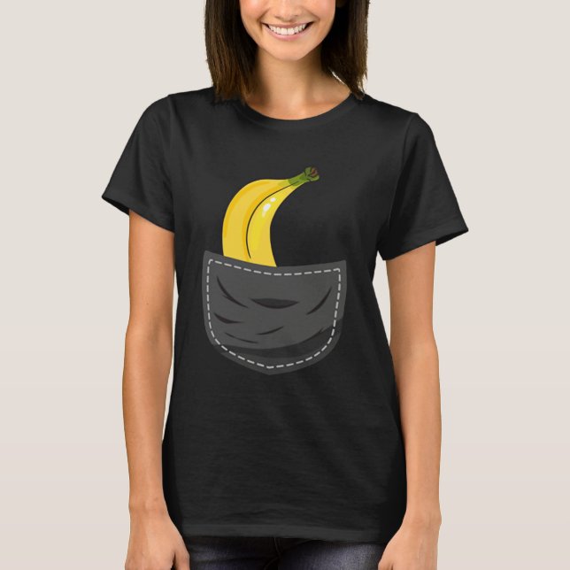 Banana In Pocket Graphic Fruit Vegan Veggie Health T Shirt (Framsida)