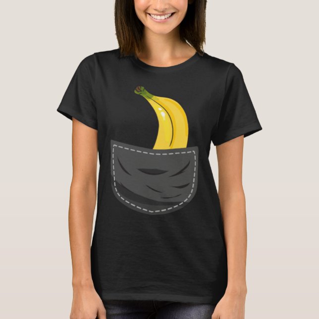 Banana In Pocket Graphic Fruit Vegan Veggie Health T Shirt (Framsida)