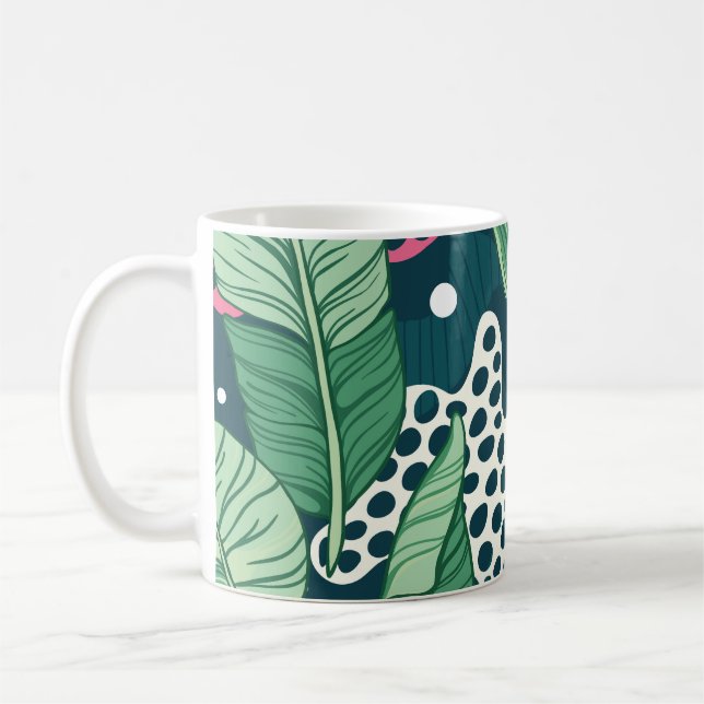 Banana löv abstrakt, trendig färg kaffemugg (Vänster)