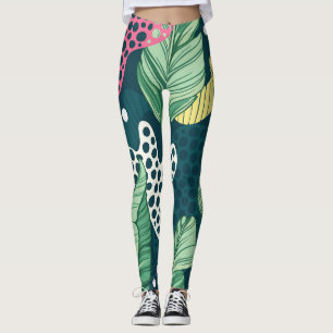 Banana löv abstrakt, trendig färg leggings