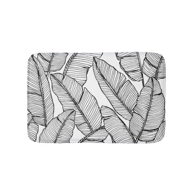 Banana Löv Black White Illustration Badrumsmatta (Framsidan)