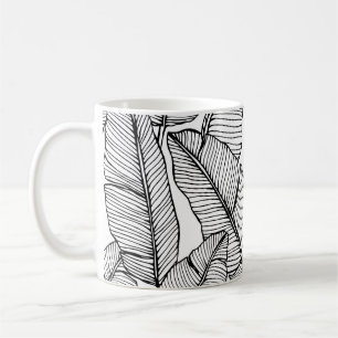 Banana Löv Black White Illustration Kaffemugg